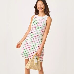 NWT Lilly Pulitzer Lydon Lace Shift in Cherry Blossom Chicken Check Size 12